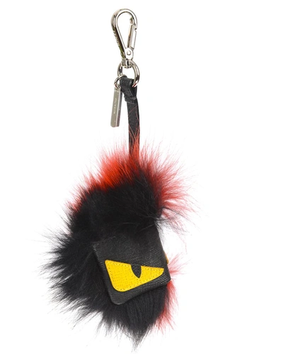 Fendi Eye Pattern Fox Fur Key Chain In Black