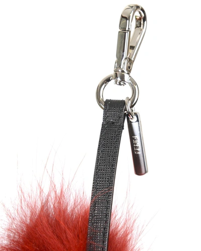 Fendi Eye Pattern Fox Fur Key Chain In Black