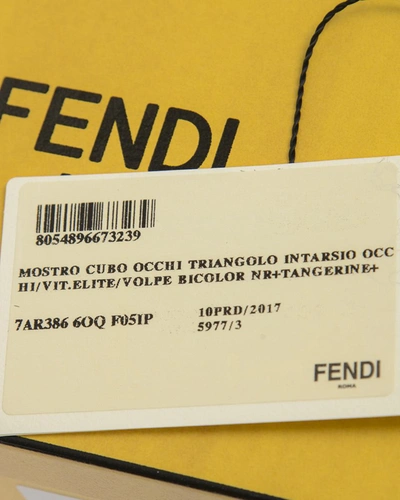 Fendi Eye Pattern Fox Fur Key Chain In Black
