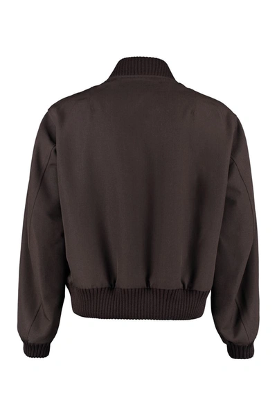 Shop Fendi Wool Bomber-style Jacket In Brown