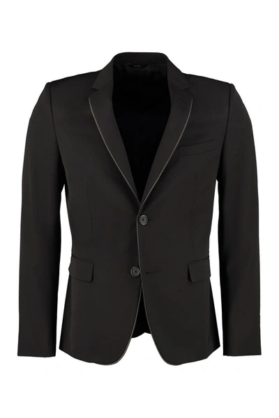 Shop Fendi Wool Slim Fit Blazer In Black