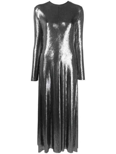 Shop Forte Forte Forte_forte Laminated Long Dress In Silver