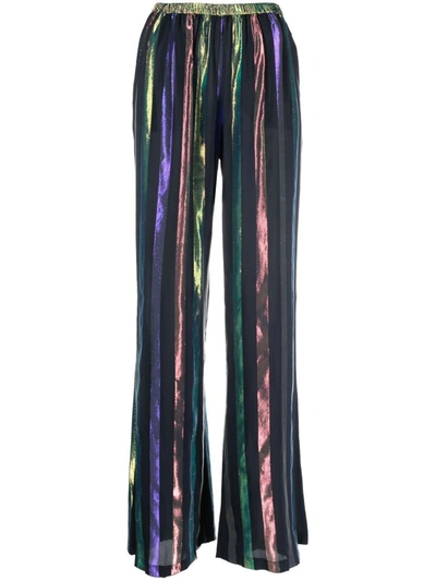 Shop Forte Forte Forte_forte Silk Blend Flared Trousers In Blue