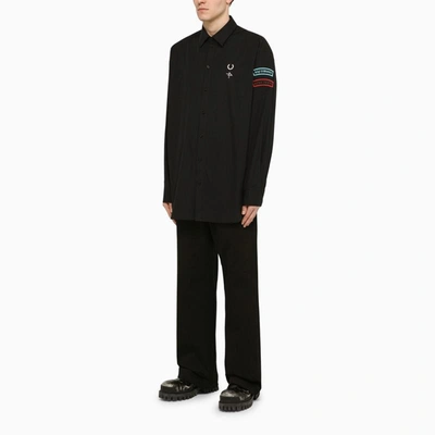 Shop Fred Perry Raf Simons Shirt With Embroideries In Black