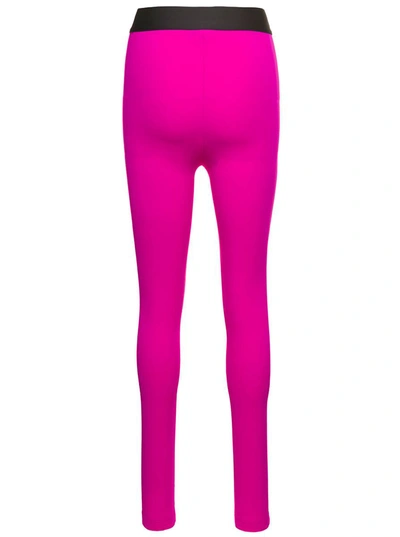 Shop Dolce & Gabbana Fuchsia Leggings With Branded Bands In Stretch Polyamide Woman In Pink