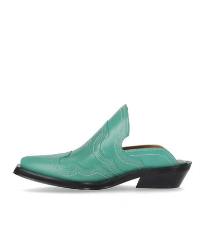 Shop Ganni Western Green Mule