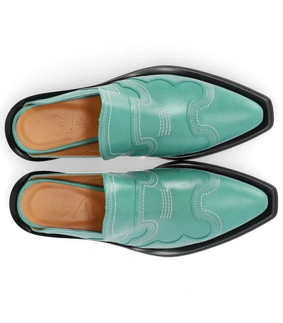 Ganni Western Mules In Green