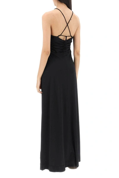 Shop Ganni Crepe Jersey Maxi Dress In Black