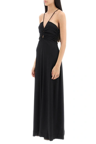 Shop Ganni Crepe Jersey Maxi Dress In Black