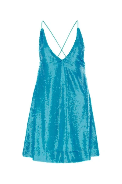 Shop Ganni Dress In Light Blue
