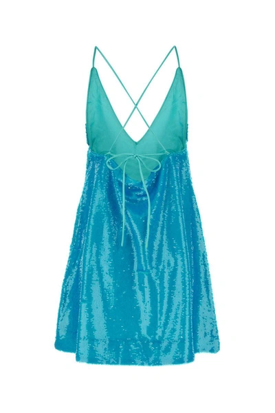 Shop Ganni Dress In Light Blue