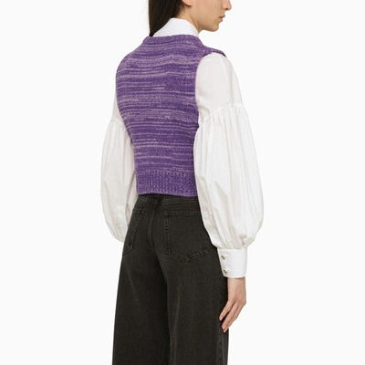 Shop Ganni Knitted Waistcoat In Purple