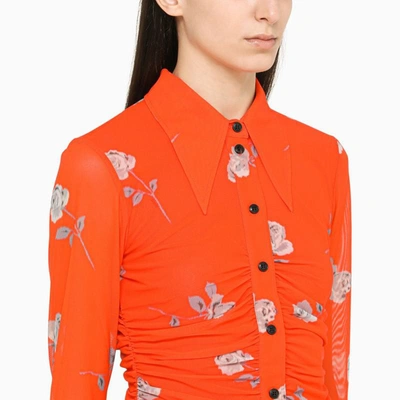 Shop Ganni Printed Orange-coloured Shirt