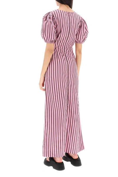 Shop Ganni Striped Maxi Dress With Cut-outs In Multicolor