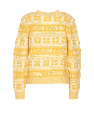 Shop Ganni Sweaters In Yellow