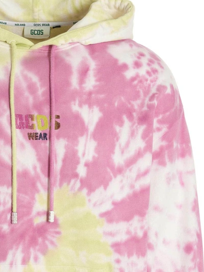 Gcds Glitter Logo Tie-dye Hoodie In Multicolor