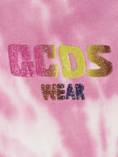 Gcds Glitter Logo Tie-dye Hoodie In Multicolor