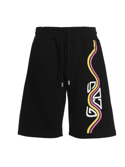 Shop Gcds ‘waved Logo' Bermuda Shorts In Black