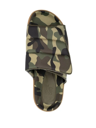 Gia Borghini Camouflage-print Padded Slides In Brown