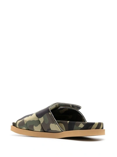 Gia Borghini Camouflage-print Padded Slides In Brown