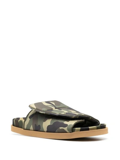 Gia Borghini Camouflage-print Padded Slides In Brown