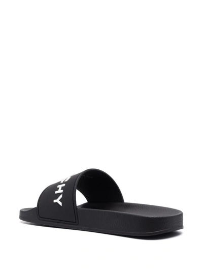 Shop Givenchy Logo Pool Slides In Black