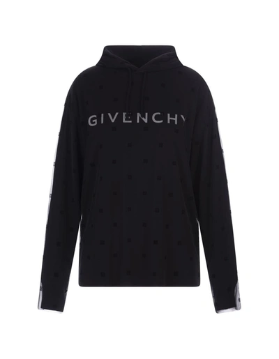 Shop Givenchy Overlapping Hoodie In 4g Tulle In Black