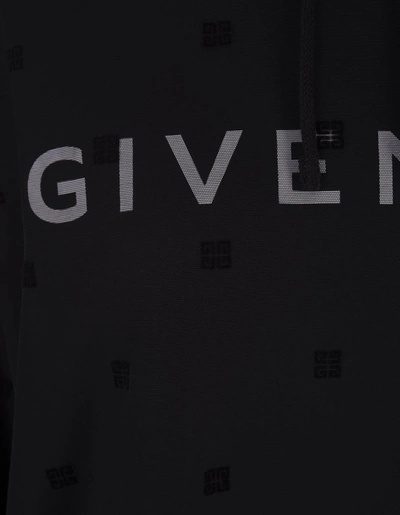 Shop Givenchy Overlapping Hoodie In 4g Tulle In Black