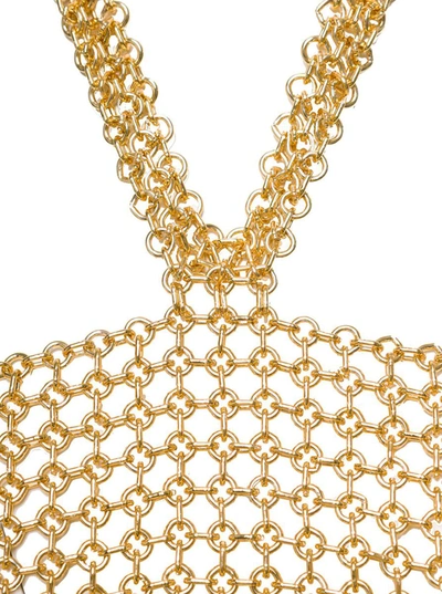 Shop Silvia Gnecchi Gold-tone Crop Top With Halterneck In Metal Mesh Woman In Metallic