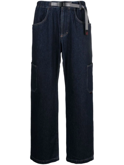 Shop Gramicci Belted Denim Jeans In Blue