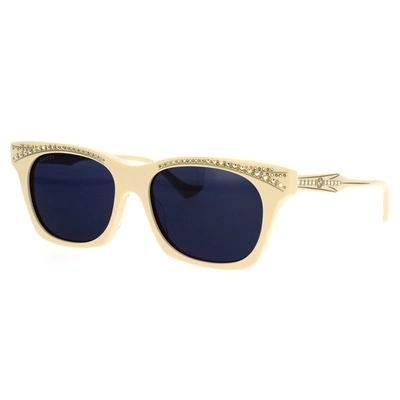 Gucci Crystal-embellished Wayfarer Sunglasses In Ivory