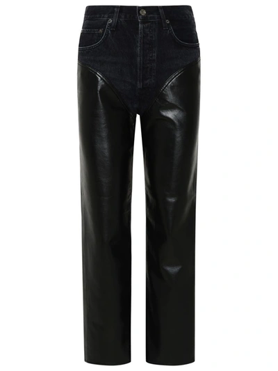 Shop Agolde Harley Black Leather Blend Jeans