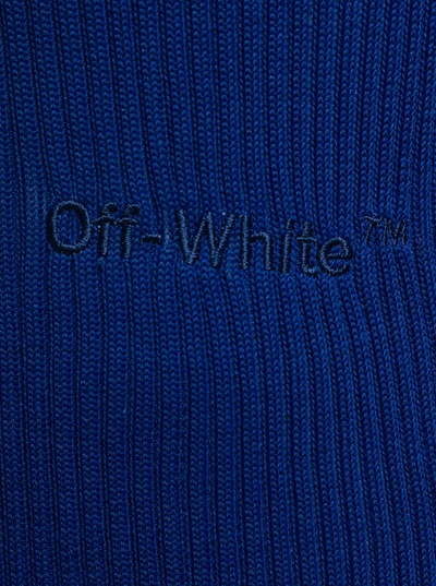 Shop Off-white Helvet Fine Knit Rib Turtlnec In Blu