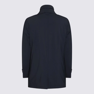 Shop Herno Dark Navy Coat In Blue