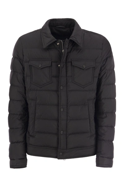 Shop Herno Denim Jacket - Shirt Down Jacket In Black