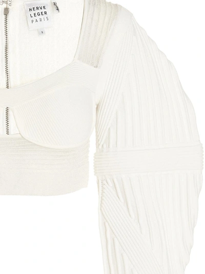 Shop Herve Leger Hervé Léger Knit Bustier Top In White