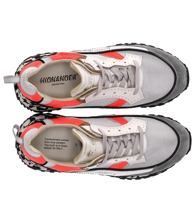 Shop Hidnander Hidn-ander  Threedome.zero White Red Sneaker In Grey