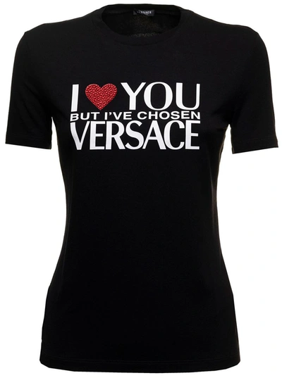 Shop Versace I Love You  Tshirt In Black