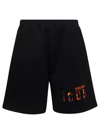 Shop Dsquared2 Icon Sunset Cotton Bermuda Shorts In Black