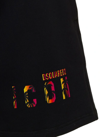 Shop Dsquared2 Icon Sunset Cotton Bermuda Shorts In Black