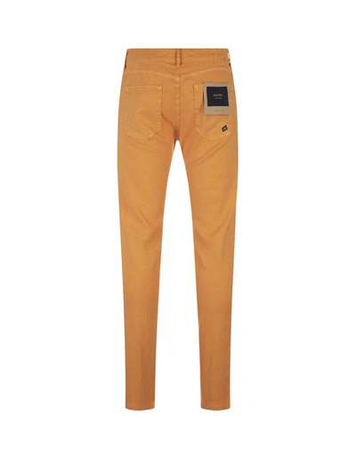 Shop Incotex Blue Division Linen Slim Fit Trousers In Orange