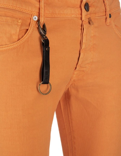 Shop Incotex Blue Division Linen Slim Fit Trousers In Orange