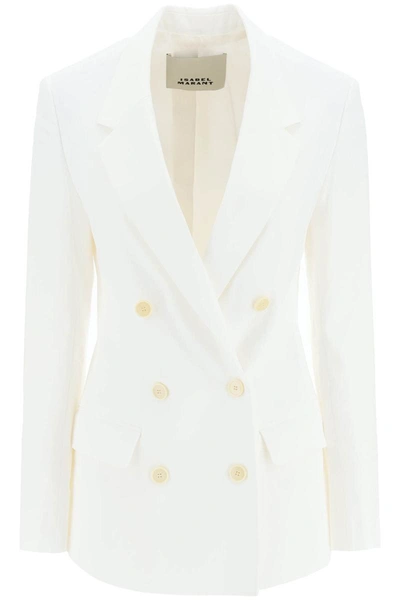 Shop Isabel Marant 'sheril' Hemp-blend Blazer In White