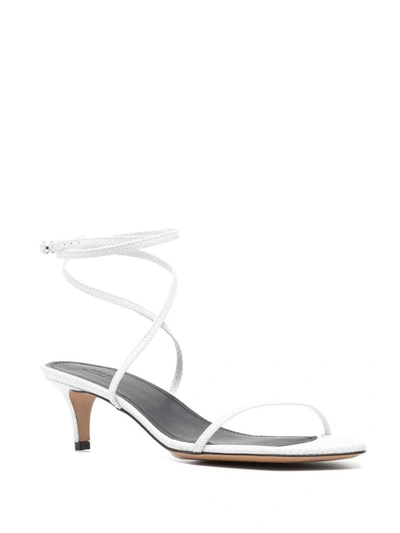 Isabel Marant Cone Heel Leather Sandals In White