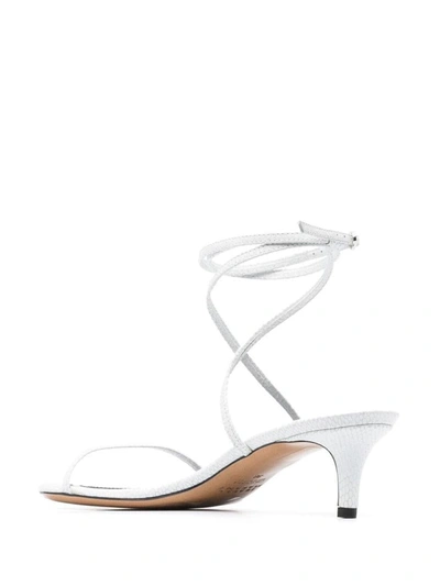 Isabel Marant Cone Heel Leather Sandals In White