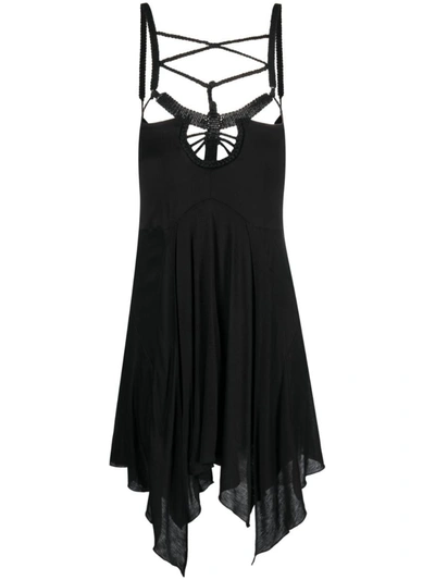 Shop Isabel Marant Diana Macramé Jersey Short Dress In Black