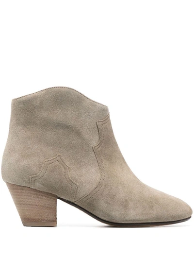 Shop Isabel Marant Dicker Leather Boots In Dove Grey