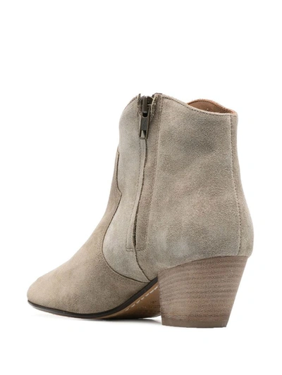 Shop Isabel Marant Dicker Leather Boots In Dove Grey