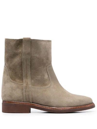 Shop Isabel Marant Susee Leather Boots In Dove Grey