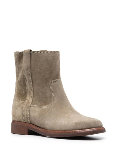 Shop Isabel Marant Susee Leather Boots In Dove Grey